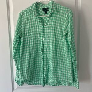 J Crew boy fit green check shirt